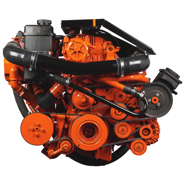 Motor diésel de color naranja